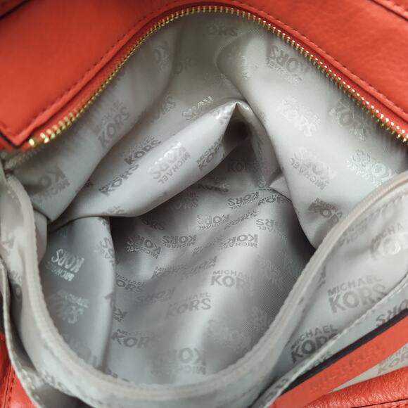 Michael Kors Orange Leather Double Handle Satchel Shoulder Bag - Picture 14 of 16